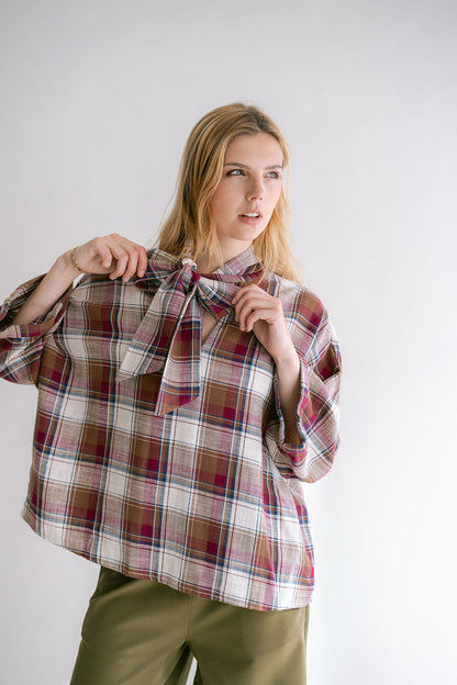 MOLLIE BLOUSE - SQUARE BORDEAUX