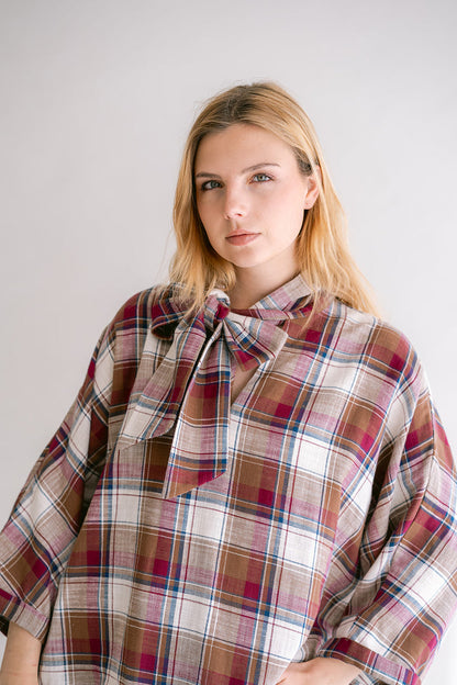MOLLIE BLOUSE - SQUARE BORDEAUX