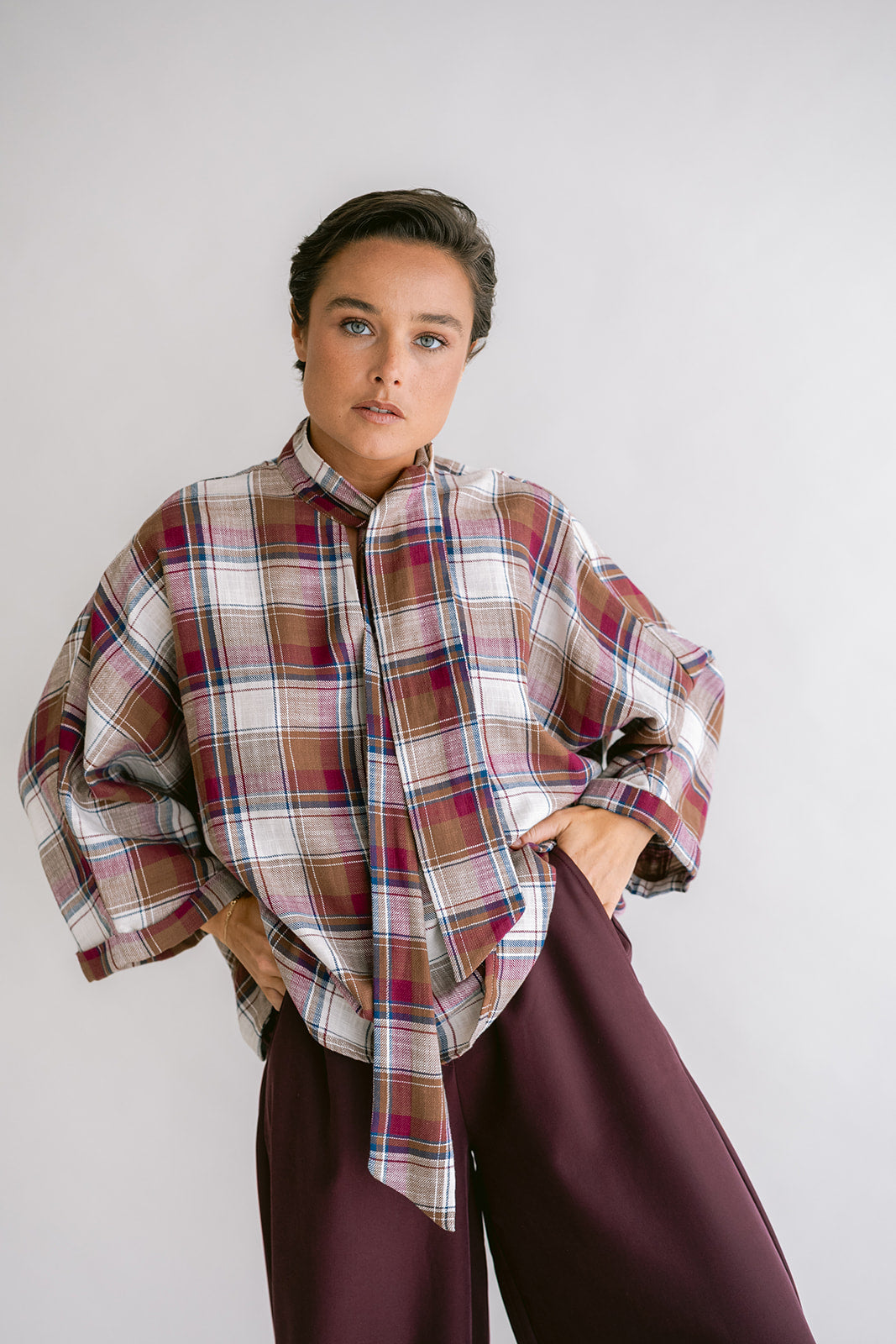 MOLLIE BLOUSE - SQUARE BORDEAUX