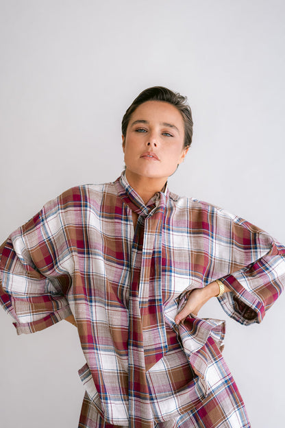 MOLLIE BLOUSE - SQUARE BORDEAUX