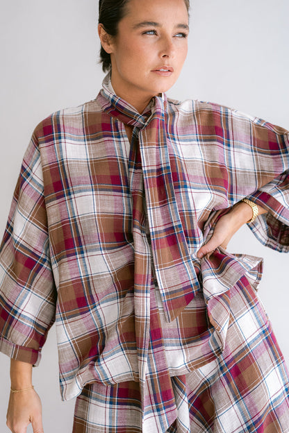 MOLLIE BLOUSE - SQUARE BORDEAUX