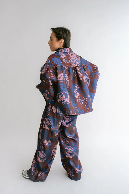 MON SHACKET BORDEAUX FLOWER