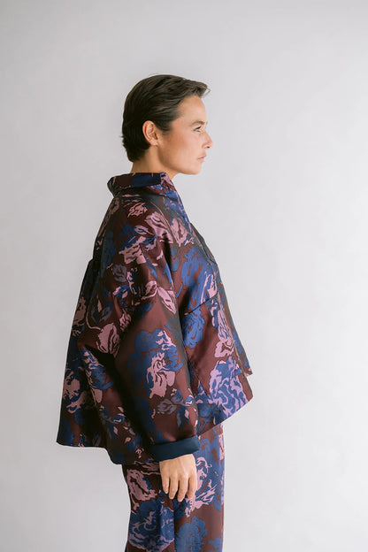 MON SHACKET BORDEAUX FLOWER