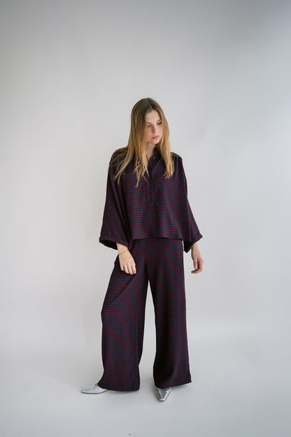 SAM PANTS BORDEAUX CHECK