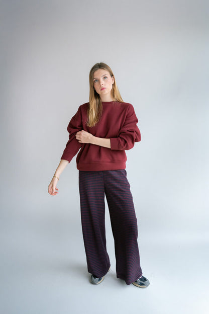 SAM PANTS BORDEAUX CHECK
