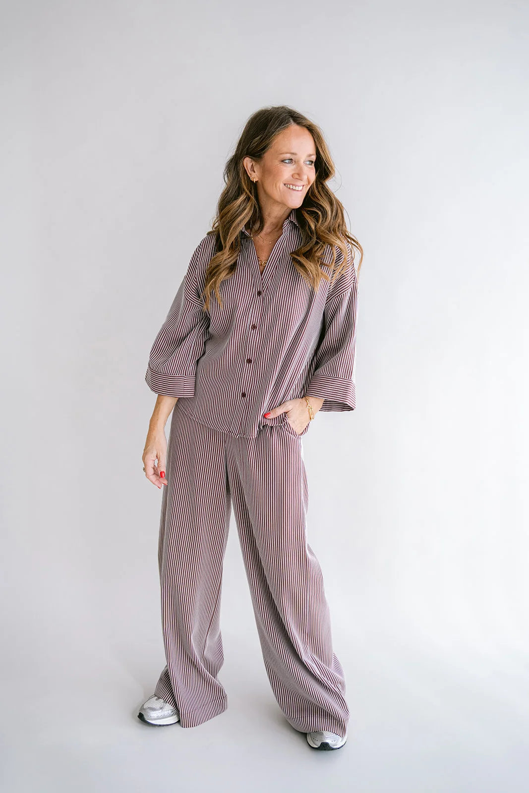 SAM PANTS STRIPE BORDEAUX
