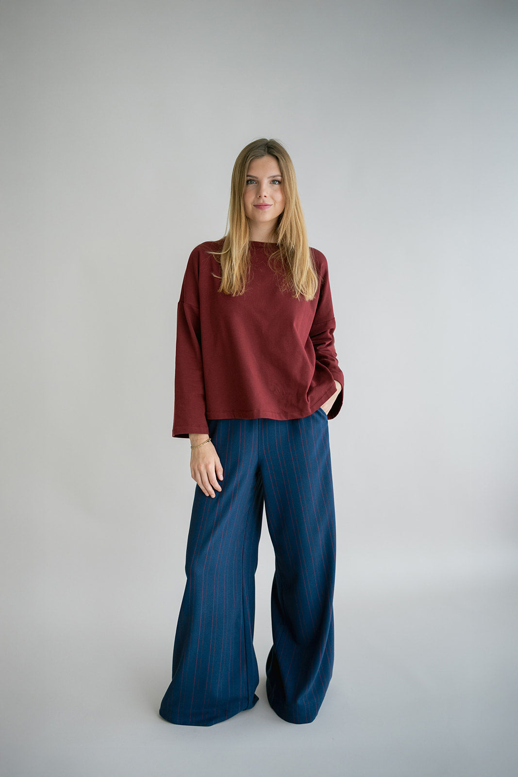 SAUL PANTS RED NAVY STRIPE