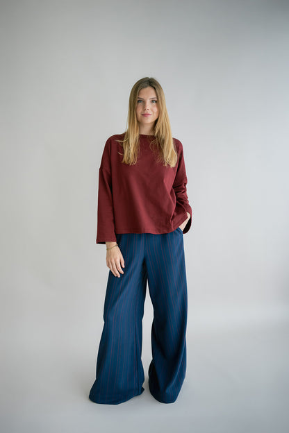 SAUL PANTS RED NAVY STRIPE